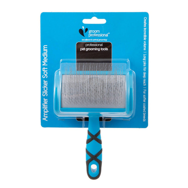 Groom Professional Soft Slicker Medium - contoured poodle brush with long pins, soft.