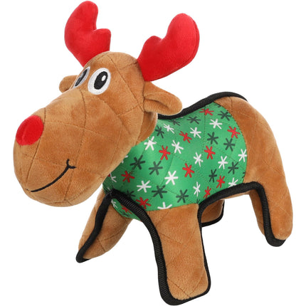 Flamingo Christmas Quilty Reindeer - holiday toy for dogs, plush reindeer with a squeaker.