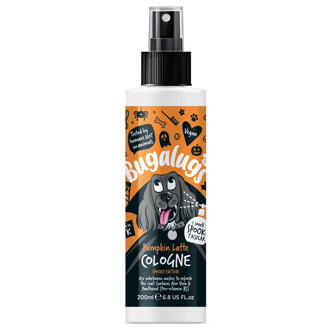 Bugalugs Pumpkin Latte Cologne Spooky Edition - scented refreshing spray for dogs, with the scent of pumpkin latte.