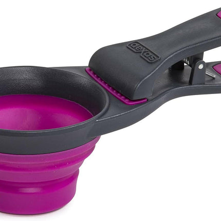 Dexas Collapsible KlipScoop 3-in-1 Medium - collapsible food scoop with a bag-closing clip, medium size.