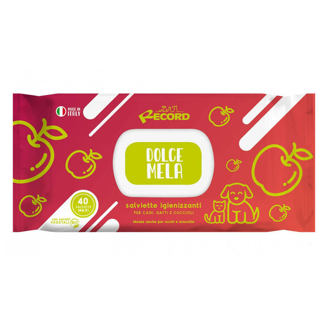 Sweet Apple Cleaning Wipes 40 pcs. - universal wipes for cleaning fur, eyes, and ears, for dogs and cats, apple-scented.