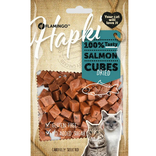 Flamingo Hapki Cubes Dried - cat treats in the shape of cubes made from salmon and chicken.