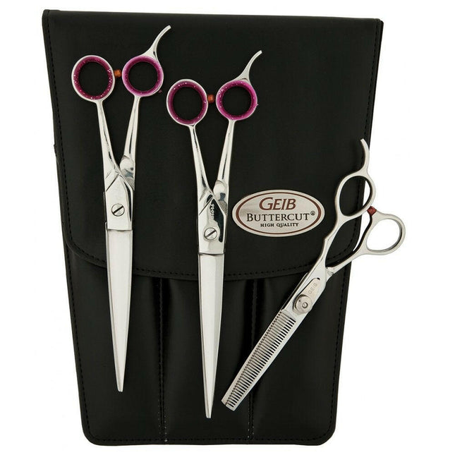 Geib Gator Scissors Set - professional scissors and thinning shears set (30 teeth) made of Japanese stainless steel, 3 pieces.