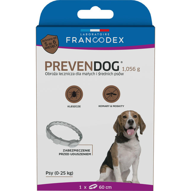 Francodex PrevenDog 60cm - therapeutic collar for ticks and mosquitoes, for small and medium dogs - 1 piece - promotion due to expiration date: 31/10/202.