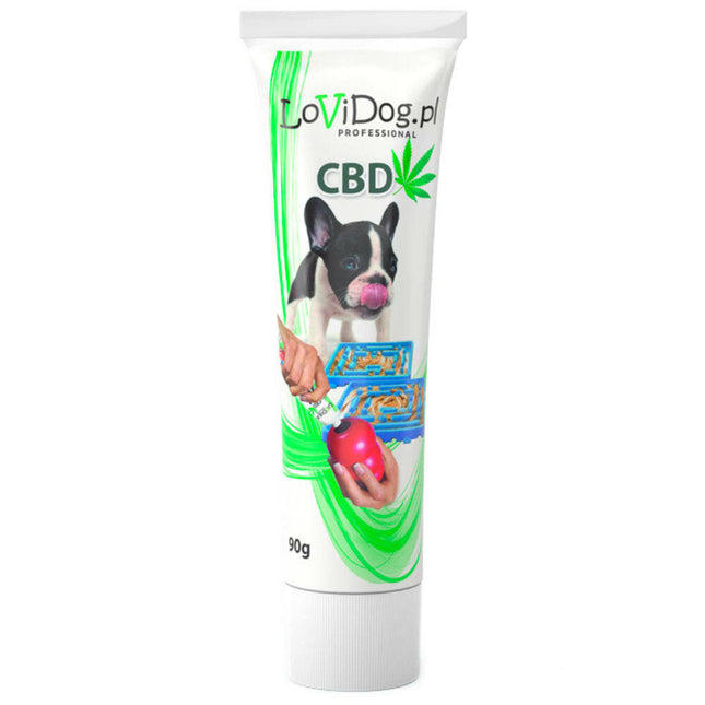 Lovi Premium Dog Snack Pâté With C B D - pâté for dogs in a tube, with liver and hemp extract.