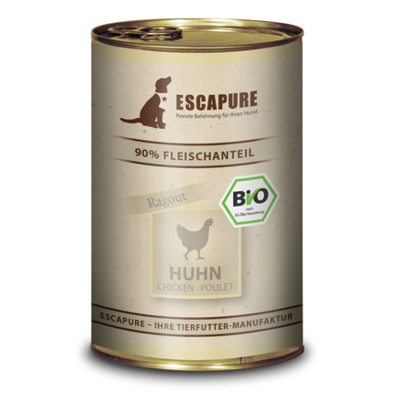 Escapure Chicken Organic - ecological, wet food for dogs, chicken with vegetables and herbs