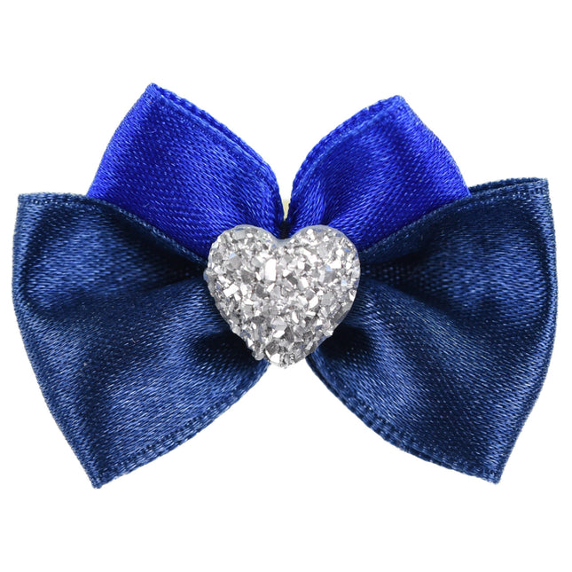 Blovi Bow Glamour Satin Bow with Silver Heart.