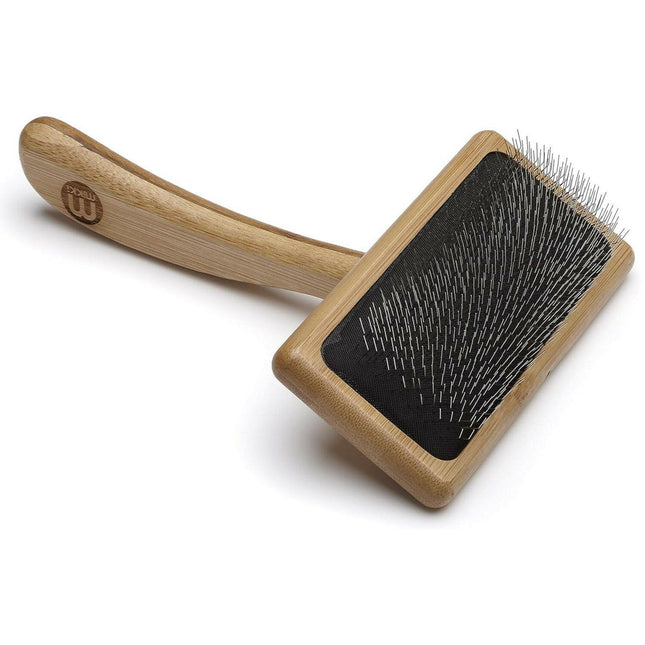Mikki Bamboo Medium Soft Pin Slicker - Soft Bamboo Poodle Brush.