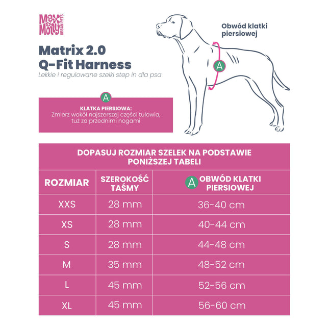 Max&Molly Q - Fit Harness Matrix 2.0 - lightweight step-in harness for dogs, with QR identifier.