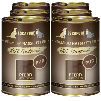 Escapure Horse Pure - wet food for dogs and cats, 100% horse meat.