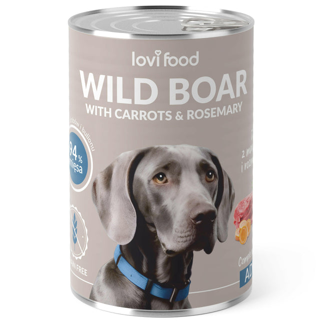 Lovi Food Wild Boar with Carrots - wet dog food with wild boar, carrots, and rosemary.