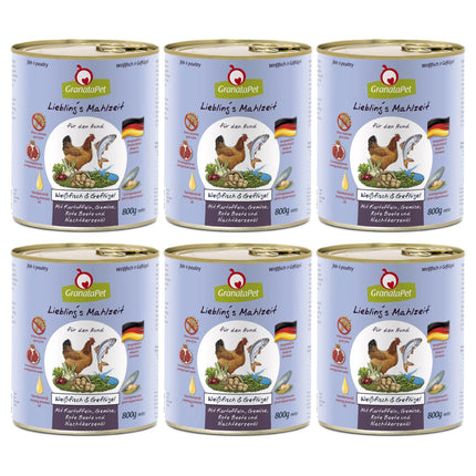 GranataPet Fish & Poultry - grain-free wet food for dogs, fish and poultry.