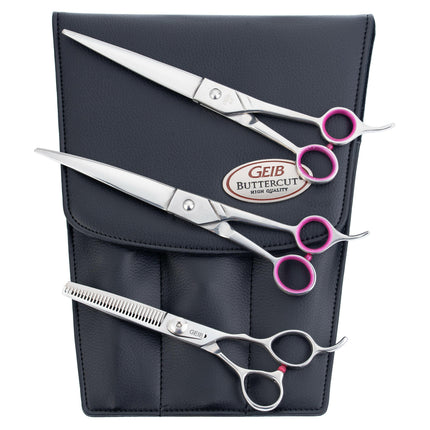 Geib Gator Scissors Set - professional scissors and thinning shears set (30 teeth) made of Japanese stainless steel, 3 pieces.