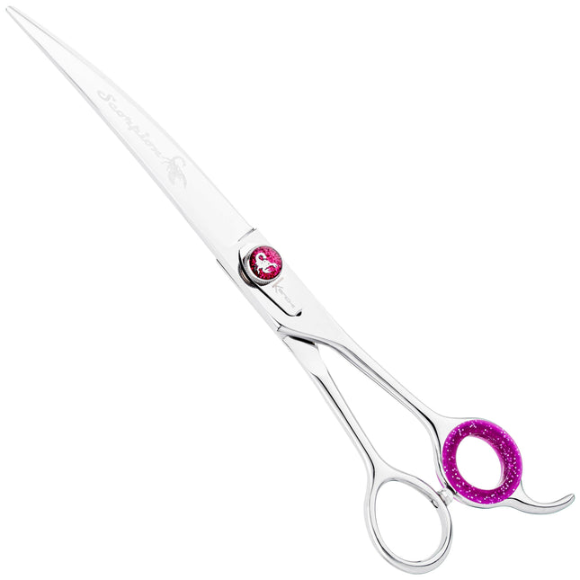 Kenchii Scorpion Curved Scissors - professional grooming scissors with an ergonomic handle, curved.