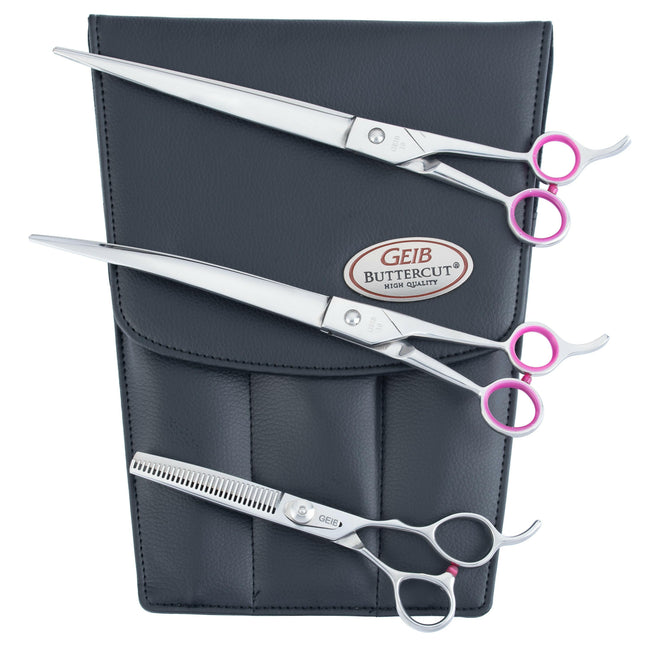 Geib Gator Scissors Set - professional scissors and thinning shears set (30 teeth) made of Japanese stainless steel, 3 pieces.