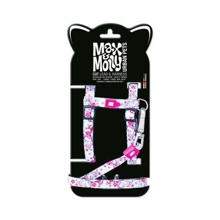 Max&Molly Cat Harness & Leash Cherry Bloom - harness and leash set for cats, cherry blossom pattern.