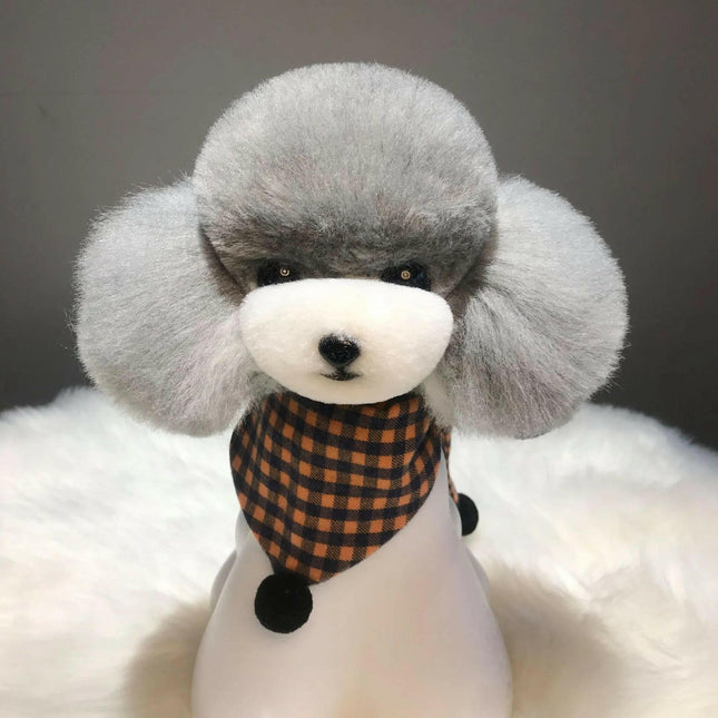 Mr. Jiang Teddy Head Hair - interchangeable fur for the Teddy grooming head, gray with a white muzzle.