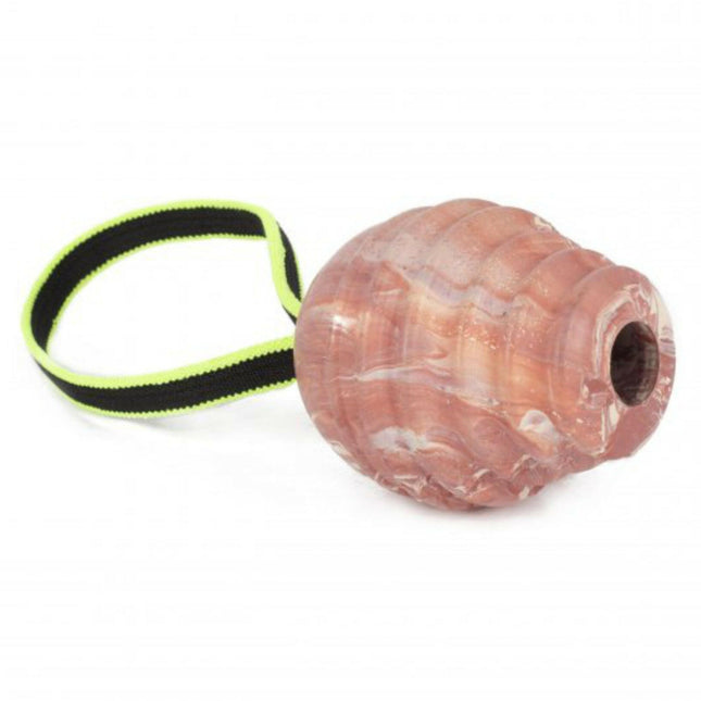 Julius K9 Duoplay Ball Neon - rubber dog toy with a neon-colored handle.