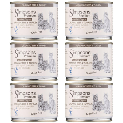 Simpsons Premium Cat Organic Beef & Turkey - grain-free wet food for cats, beef, turkey, pumpkin.