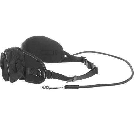 Flamingo Janko Jogging Leash - hands-free leash, elastic cord and hip belt with pocket, for running with your dog, black.