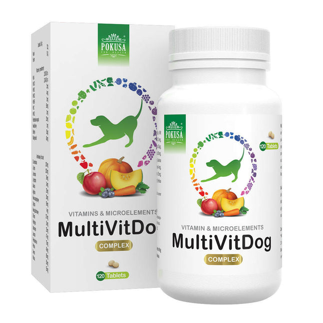 Pokusa GreenLine MultiVit Dog 120tbl. - complete set of vitamins, amino acids, and minerals for dogs.