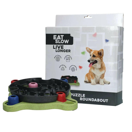 Eat Slow Live Longer Puzzle Roundabout - intelligence toy for dogs, carousel.
