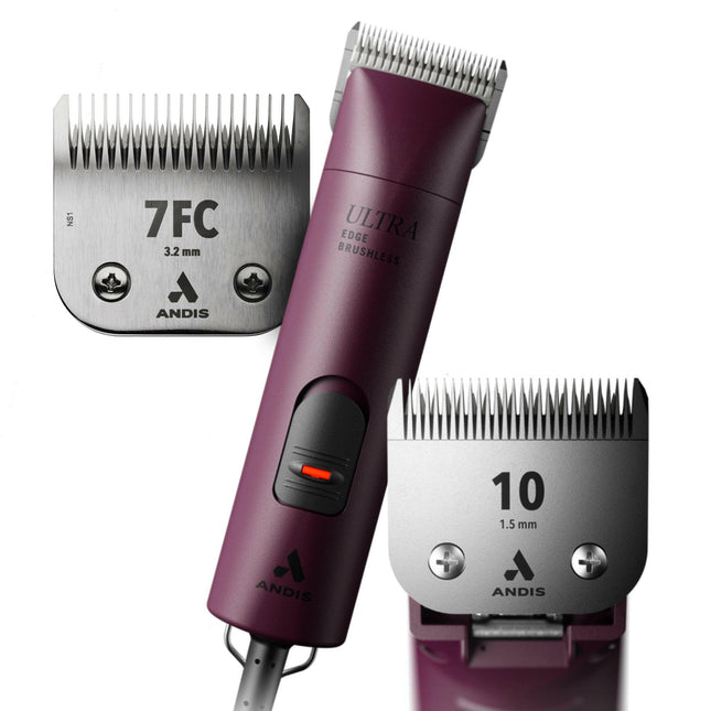 Andis AGCB Super Brushless + CeramicEdge Promotional Set - Quiet, Professional Clipper with Ceramic Blades - Burgundy.