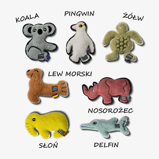 Resploot Tuffles Sea Lion - durable dog toy, lion made from recycled materials, with a squeaker.