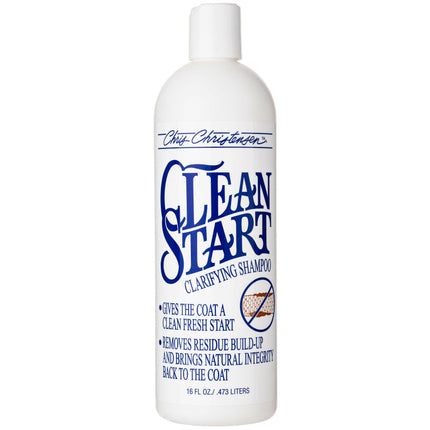 Chris Christensen Clean Start - cleansing and degreasing shampoo for very dirty dog and cat fur.