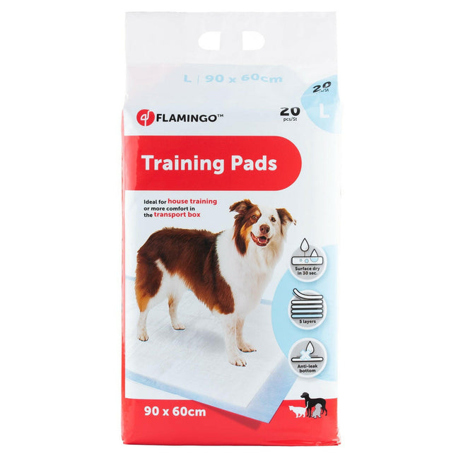 Flamingo Training Pads L (90x60cm) - dog training pads for housebreaking, 5-layer - 20 pieces.
