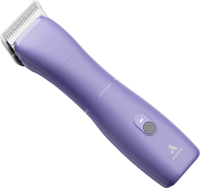 Andis eMERGE Lilac Clipper - professional single-speed clipper with built-in rechargeable battery and CeramicEdge blade (1.5mm), purple.