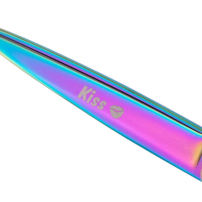 Geib Rainbow Kiss Straight Scissors - high-quality straight scissors with micro-serration and a rainbow finish