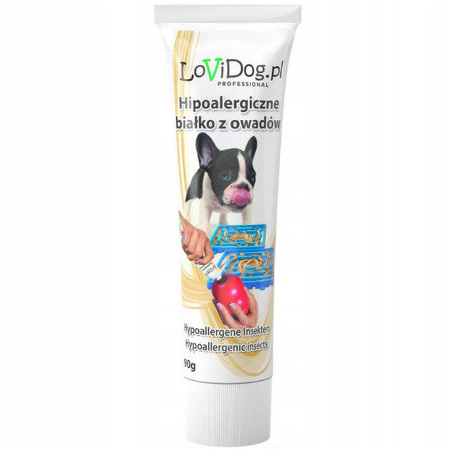 Lovi Dog Premium Snack Pâté With Insect Proteins - pâté for dogs in a tube, with liver, insect protein, and vitamins.