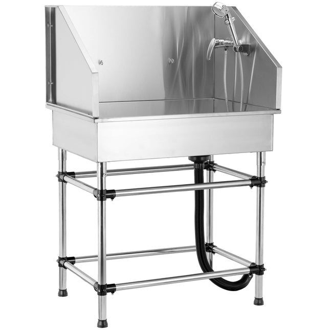 Blovi Free Standing Stainless Bath - stainless steel grooming tub for small and medium dogs and cats.