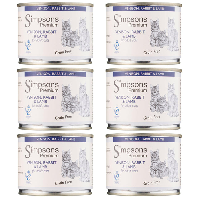Simpsons Premium Cat Venison, Rabbit & Lamb - grain-free wet food for cats, venison, rabbit, and lamb.
