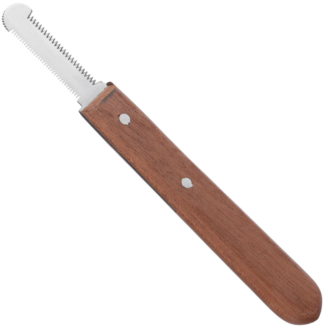 Show Tech Trio - Trim Stripping Knife - 3-in-1 trimmer with wooden handle, fine and very fine tooth spacing.