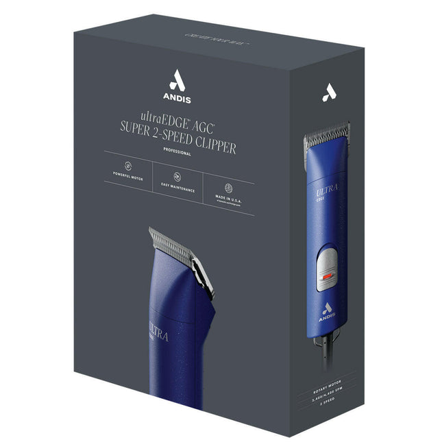 Andis AGCB Super Brushless - quiet, professional clipper with a brushless motor, blade, and attachment set - Blue.