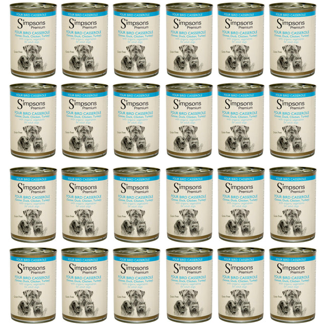 Simpsons Premium Four Bird Casserole - wet food for dogs, with poultry and vegetables, grain-free - 24x.