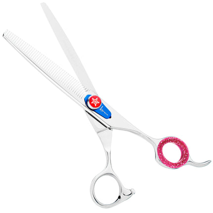 Kenchii Five Star Offset Blenders - one-sided grooming thinning shears, 46 teeth with micro-serration