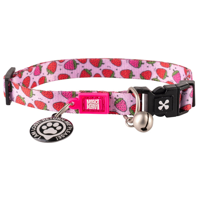 Max&Molly GOTCHA! Smart ID Cat Collar Strawberry Dream - colorful collar for cats with a smart Tag pendant.