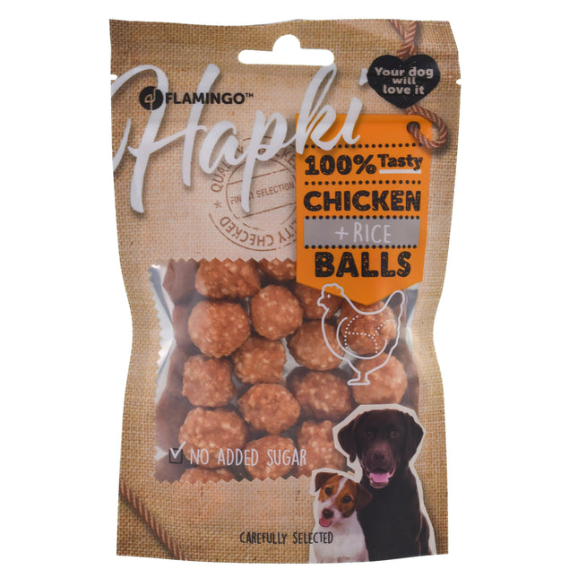 Flamingo Hapki Chicken & Rice Balls - treats for dogs, chicken and rice balls.