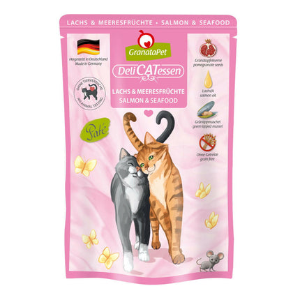GranataPet DeliCatessen & Seafood - grain-free wet food with salmon and seafood, pouches for cats.
