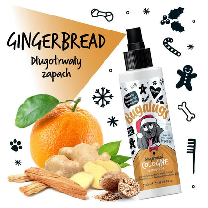 Bugalugs Gingerbread Cologne Christmas Edition - scented spray for dogs, with the fragrance of holiday gingerbread.