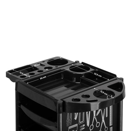 Gabbiano X11 - 9 - grooming assistant with graphics, 4 trays, lower shelf, 2 side handles.
